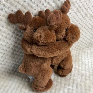 WISHPETS 2011 Brown Plush Moose Hugger Stuffed Animal Toy Two Hugging Moose